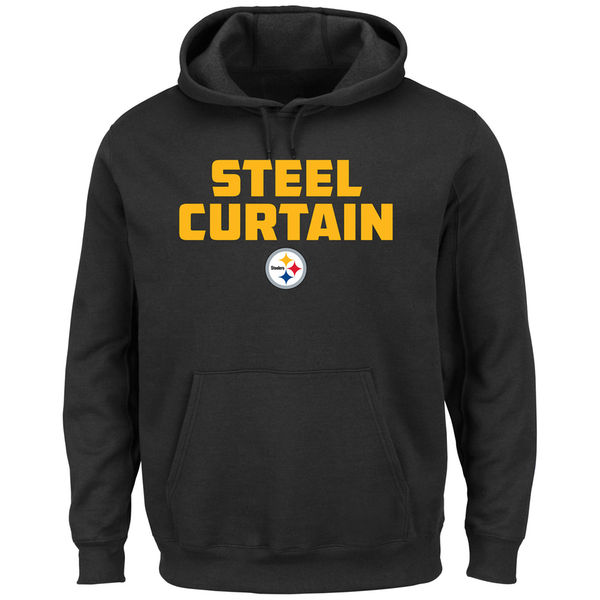 Men Pittsburgh Steelers Majestic Hot Phrase Pullover Hoodie Black->minnesota vikings->NFL Jersey